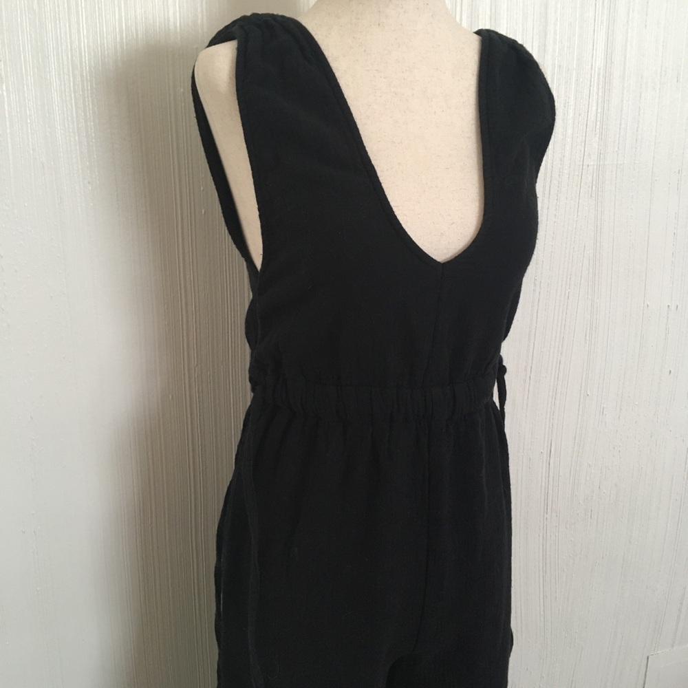 $108 Madewell black cotton Muslin jumpsuit XXS XS plunge neckline beach - Picture 3 of 10